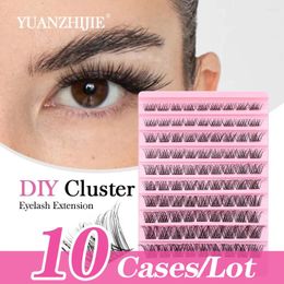 False Eyelashes YUANZHIJIE 10cases/lot DIY Clusters Eyelash Semi-permanent Premade Volume Fans Lash Extensions Faux Mink Bundles Lashes