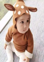 12555 Autumn Winter Baby Kids Sweater Coat Cartoon Deer Hooded Cardigan Knitted Sweaters Children Girls Boys Knitwears Coats6220047