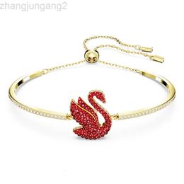 2024 Designer Swarovskis Jewelry Shi Jia New Year Christmas Edition 1 1 Original Template Red Swan Bracelet Female Swallow Bracelet Female