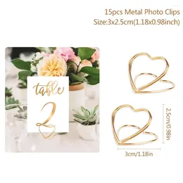 Frames Table Decor Heart Card Holder Wedding Supplies 15pcs 35 28mm Gold/Rose Gold/Silver Iron Number Holders