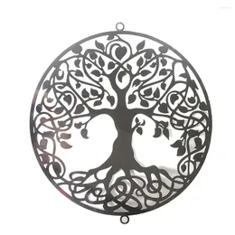 Decorative Figurines 9cm Laser Openwork Energy Tree Of Life Love Heart Foliage Metal Pendant Mascot Wealth Feng Shui Charms Dangle DIY