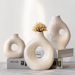 Vases Decorative Modern Art Ceramic Flower Pot Bedroom Living Room Homeware Interior Decoration Nordic Small Vase Office