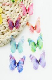Gradient Colour Organza Fabric Butterfly Appliques 38mm Translucent Chiffon Butterfly for Party Decor Doll Embellishment 2009293052346