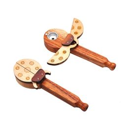 Wooden Smoking Pipe Portable Handy Tobacco Wood Pipes with Lid Creative Ladybug Shape Whole 6367332