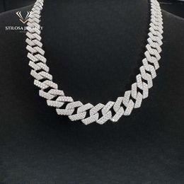 Custom Size 12Mm Moissanite Necklace With Sier Necklace16-24 Inch Iced Out Miami Cuban Chain Hip Hop Jewelry