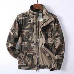 Men's Jackets Vintage Spring And Autumn Clothing Coat Camouflage Casual Windbreaker Jacket Loose Zipper Green For Men