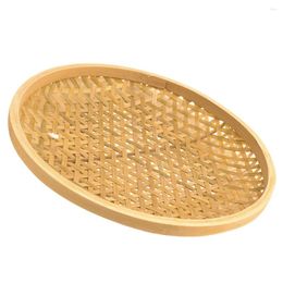 Plates Decorative Basket Reusable Woven Plate Bamboo Snack Tray Fruit Serving Storage Container Home Fruits Desktop