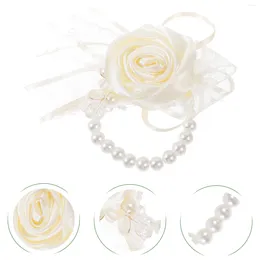 Decorative Flowers Wedding Wrist Flower Corsage Bride Hand Silk Bridesmaid Wristband Decors