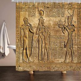 Shower Curtains Murals And Hieroglyphs On Ancient Egypt Temple Wall Waterproof Bath Set