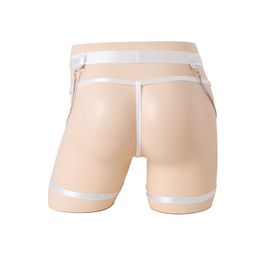 Sexy Men Garter Belt G-string Sissy Lace Underwear Erotic Lingerie With Chain Jockstrap Briefs Gay See Through Pouch Underpants