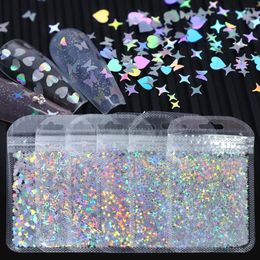 Nail Art Decorations 6 Pcs Holographic Silver Glitter Laser Star Letter Sequins Sparkly Butterfly Paillette DIY Accessories