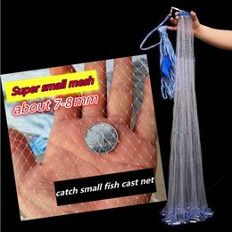 Finefish Catch Little Fish Net 7-8mm Small Mesh Hole Cast Net Sardines Fishing Network USA Hand Throw Cast Net Outdoor Tool 240408