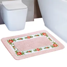 Carpets Floral Bath Mat Non-Slip Rural Style Romantic Rose Flower Shower Door Kitchen Furry Rugs Bathroom