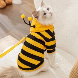 Dog Apparel Bee Costume Pet Hoodies Soft Cat Holiday Cosplay Warm Clothes Funny Outfits For Small Medium Dogs