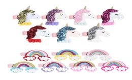 baby hair accessories unicorn Girls bows rainbow princess jojo siwa kids clips ribbon Children Barrettes Hairclips A17446016813