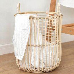 Laundry Bags Nordic Rattan Hollow Large-capacity Household Toys Dirty Basket Hamper Organiser Storage Baskets Bucket