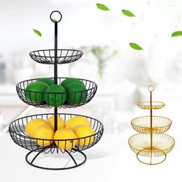 Kitchen Storage Fruit Plate Tray Durable Hollow Design Basket Three Tier Stand For Vegetables