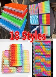 NEW!!! 18 Styles Tie Dye Rainbow Spiral Notebook A5 Push Bubble Cover Notebooks School Stationery Adult Kids Study Notebook Gift Toys Wholesale4469015