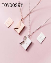 TOYOOSKY Genuine 925 Sterling Silver Pendant Necklace Women Envelope Lover Letter Pendant Gifts for Girlfriend4084105