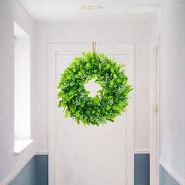 Decorative Flowers Boxwood Wreath Front Door Handmade Greenery Garlands Window Home Decor