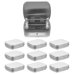 Storage Bottles 10 Pcs Heart Jewelry Mini Tin Box Candy Case Small Beads White Containers