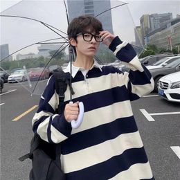 Men's Polos T Polo Shirt For Man Sweatshirts Top Baggy Clothing Stripe With Original Aesthetic Y2k Harajuku Fashion Sale