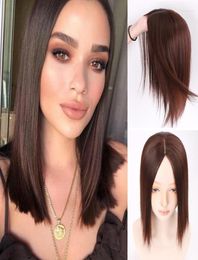 Synthetic Wigs LANLAN Women Clip In Hair 3 Clips Topper Natural Straight Black Brown Fake Hairpiece Tobi227416449