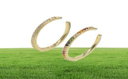 2019 new designer Women colorful CZ circle Ear Cuff Wrap Clip Earrings Gold color Wedding Piercing Dualpurpose jewelry earings3349937