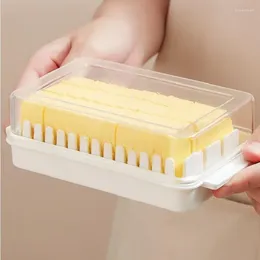 Storage Bottles Butter Cutting Box With Lid Breakfast Cheese Fresh-keeping Dish Reusable Holder Kitchen Accessories 145g 1PC