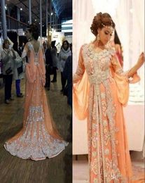 Abiti da sera per passerella arabi arabi unici arabi a maniche lunghe in pizzo APPLICA ABAYA ABIRES CHIFFON DUBAI ATTICHI NAVE