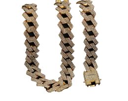 Iced Out Miami Cuban Link Chain Mens Rose Gold Chains Thick Necklace Bracelet Fashion Hip Hop Jewelry5934437