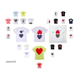 plays Designer Mens T Shirts Casual Striped Embroidered Love Round Quality Print Short Sleeve Short Couple Hearts T shirt Cheap Wholesale Sleeve Red Love De clothing