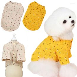 Dog Apparel Floral Yellow Clothes Autumn Winter Cardigan Pet Coat Hoodie For Small Dogs Dachshund Cat Jacket Clothing Outfit