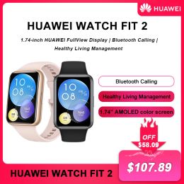 Watches NEW Global version Original HUAWEI WATCH FIT 2 Smartwatch 1.74inch AMOLED Bluetooth Calling Healthy Living Management FIT2