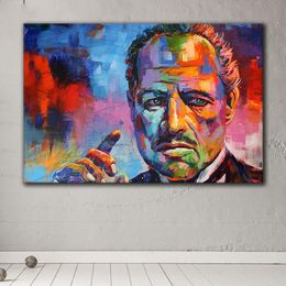 Multicolor Marlon Brando Canvas Painting The Godfather Wall Art Famous Movie Star Posters Prints Abstract Portrait Wall Art Picture for Living Room Home Decor