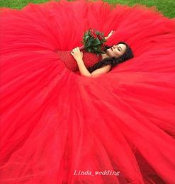 High Quality Turkey Red Colour Wedding Dress Ball Gown Tulle Women Western Bridal Party Dress Plus Size7326303