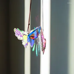 Decorative Figurines 1pcs Crystal Light Shadow Butterfly Pendant Window Decorations Hanging Glass Electroplated Coloured