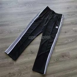 New Men's Shorts Needles Pants Men Women 1:1 High Quality Embroidered Butterfly Track Straight AWGE Trousers Sweatpants Fashion AWGE Drawstring Track Pants 30