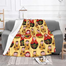 Blankets Matryoshka Russian Doll Pattern Fleece Printed Cartoon Anime Plaid Portable Warm Throw Blanket For Home Couch Bedspread