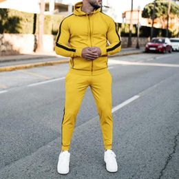 Running Sets Male Sweatsuit Zipper Placket Mid-rise Shrinkable Cuffs Men Tracksuit Daily Clothing