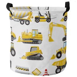 Laundry Bags Excavator Car Vehicle Road Sign Dirty Basket Foldable Waterproof Home Organiser Clothing Kids Toy Storage