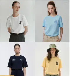 Women's T Shirts Cotton Tee For Women Sky Blue Color Summer Short Sleeves T-Shirt Preppy Teens Oversize Pulls Crop Tops Clothing