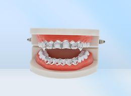 New Hip Hop Custom Fit Grill Six Hollow Open Face Gold Mouth Grillz Caps Top Bottom With Silicone Vampire teeth Set8298611