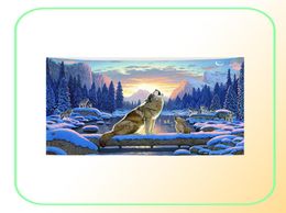 nordic animal wall hanging tapestry decorative wolf cloth home room decor winter farmhouse tenture mural2422421