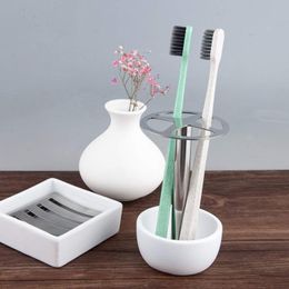 Multi-Functional Toothbrush Holder for Bathroom Vanity Countertop, Stainless Steel Divided, Stylish Design, Holds 4 Standard Brushes-JUNGLEBYI 01