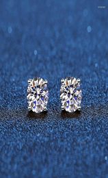 Stud Real Moissanite Earrings 14K White Gold Plated Sterling Silver 4 Prong Diamond Earring For Women Men Ear 1ct 2ct 4ctStudStudS3706108