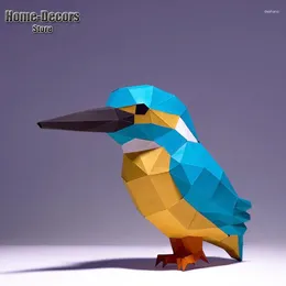 Party Decoration 3D Paper Mould Non-Finished Kingfisher Bird Model Folding Work DIY Craft Home Desk Floor Decor Figurines Miniatures