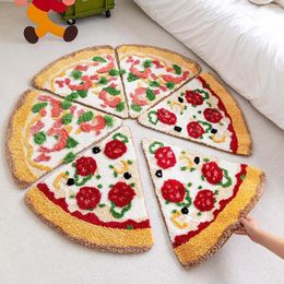 Carpets Faux Cashmeree Pizza Carpet Bedroom Rug Non Slip Floor Doormat Home Bedside Blanket Mat Aesthetic Fluffy