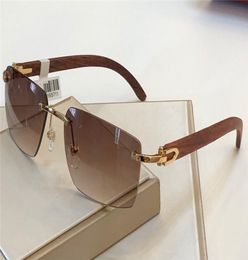 New fashion design sunglasses 1657111 square frameless wooden leg temples top quality summer protection style uv 400 lens1842837