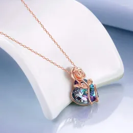 Pendant Necklaces Always Belonging To You Rose Entwined Heart Purple Crystal Necklace For Women Fashion Jewellery Gifts Lover Mom